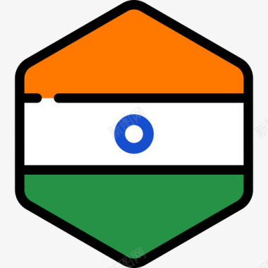 印度国旗系列5六边形图标图标