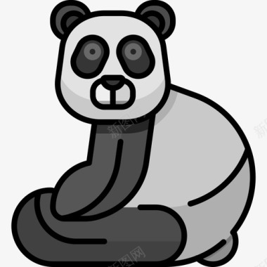 熊猫动物20只线形颜色图标图标