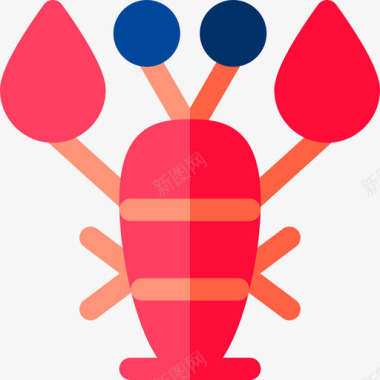 龙虾海洋生物11扁平图标图标