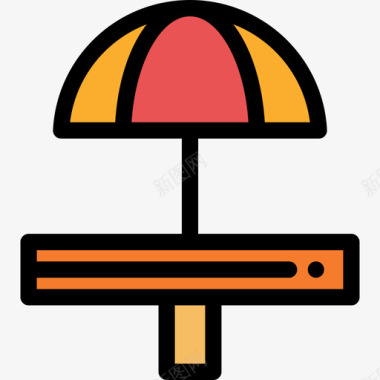伞烧烤派对4线性颜色图标图标
