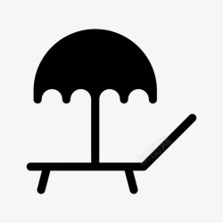 长椅旁的雨伞海滩长椅休息室图标高清图片