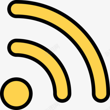Wifi信号通信和媒体3线性彩色图标图标