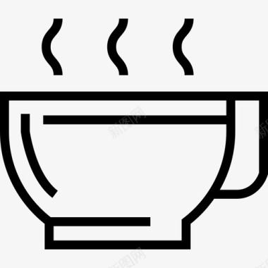 茶杯咖啡厅12号直线型图标图标