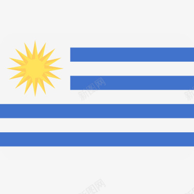 乌拉圭6面圆形矩形旗图标图标