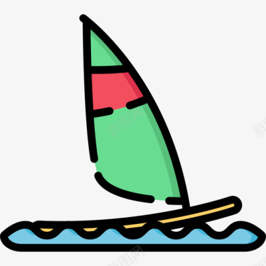风帆海滩2线性颜色图标图标