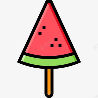 西瓜夏季食品饮料4线颜色图标图标