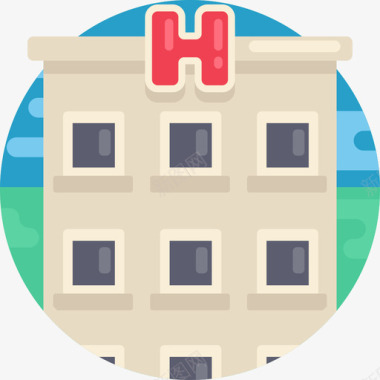 医院城市建筑元素公寓图标图标