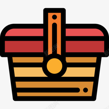 篮子烧烤派对4线性颜色图标图标