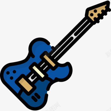 电吉他美国4线性颜色图标图标