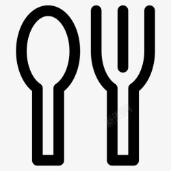 集吃勺子和叉子吃厨房图标高清图片