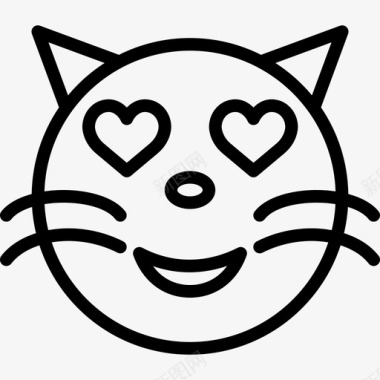 猫表情符号13线性图标图标