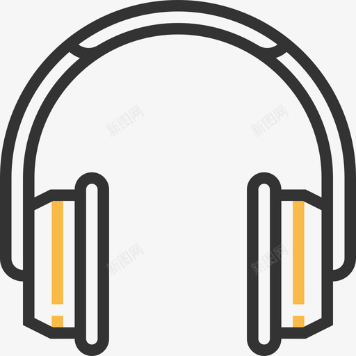 耳机电子和设备3黄色阴影图标svg_新图网 https://ixintu.com 电子和设备3 耳机 黄色阴影