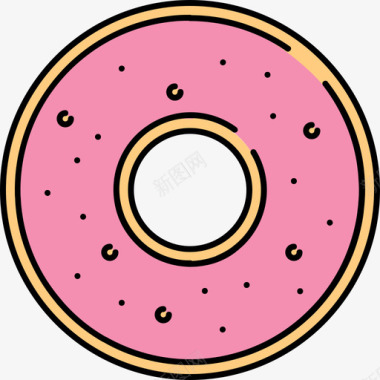 甜甜圈食品和饮料12颜色128px图标图标