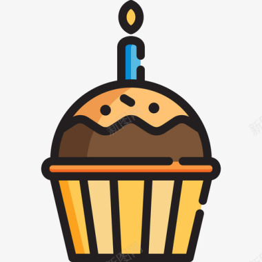 纸杯蛋糕庆祝活动2线性颜色图标图标