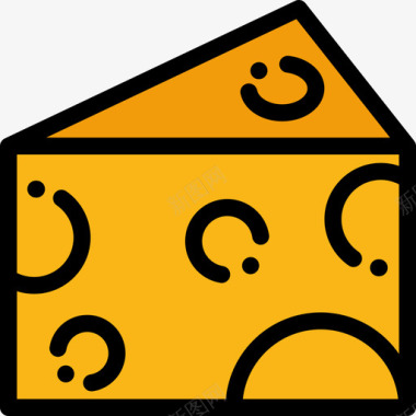 奶酪健康食品8原色图标图标