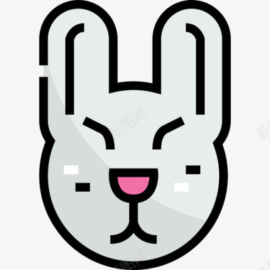 兔子宠物店线性颜色图标图标