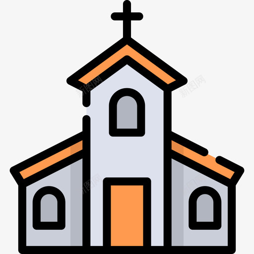 教堂复活节14线性颜色图标svg_新图网 https://ixintu.com 复活节14 教堂 线性颜色