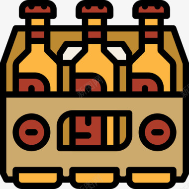 啤酒暑假2线性颜色图标图标
