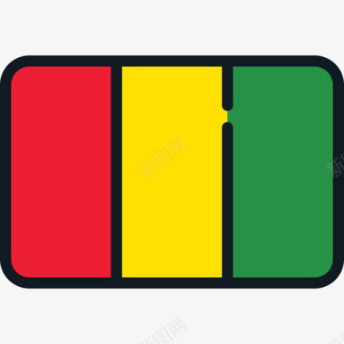 几内亚旗帜集合4圆形矩形图标图标