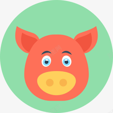 猪动物33圆形图标图标