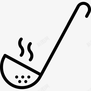 勺子厨房用具3线状图标图标