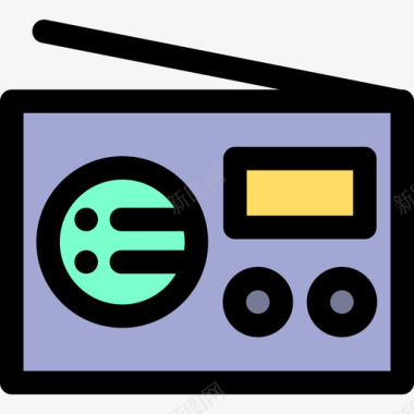收音机天线音乐图标5线性颜色图标