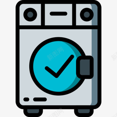 洗衣机家用自动化2线性颜色图标图标