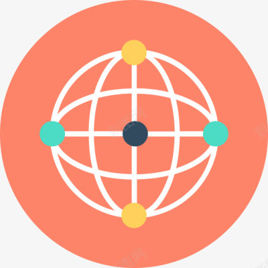 地球网格网络和网络3圆形图标图标