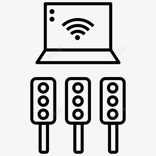 交通信号自动化物联网图标svg_新图网 https://ixintu.com 交通信号 物联网 物联网勾画 笔记本电脑 自动化 通讯