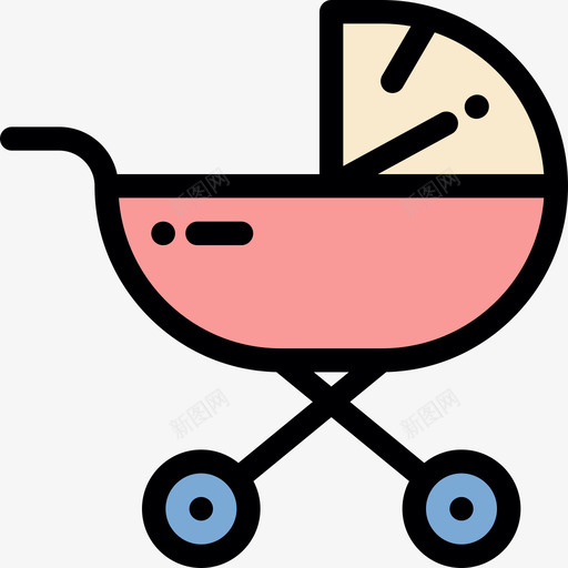 婴儿车婴儿淋浴3线性颜色图标svg_新图网 https://ixintu.com 婴儿淋浴3 婴儿车 线性颜色