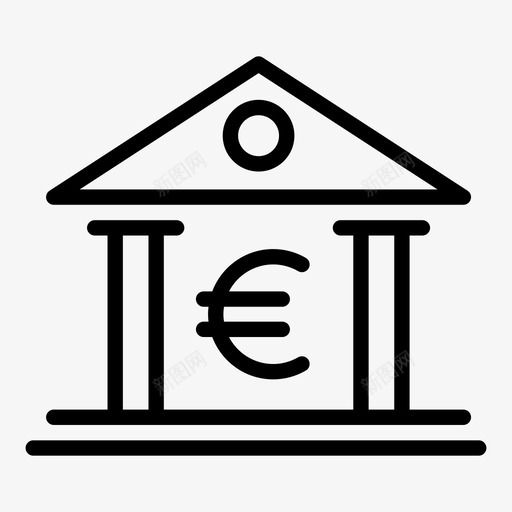 银行存款欧元图标svg_新图网 https://ixintu.com 商业 存款 欧元 货币 金融 银行