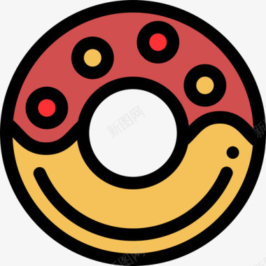 甜甜圈美国8线性颜色图标图标
