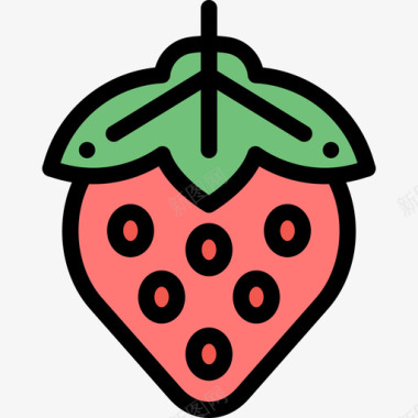 草莓色野餐10线性颜色图标图标