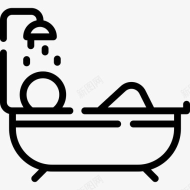 浴缸水疗保健线性图标图标