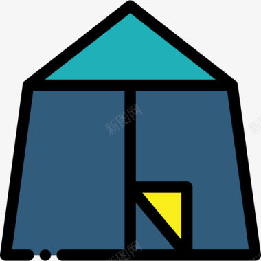 帐篷运动44线性颜色图标图标