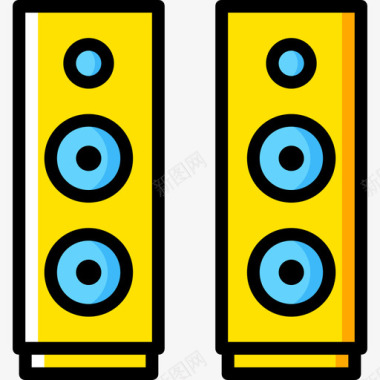 扬声器音乐9黄色图标图标