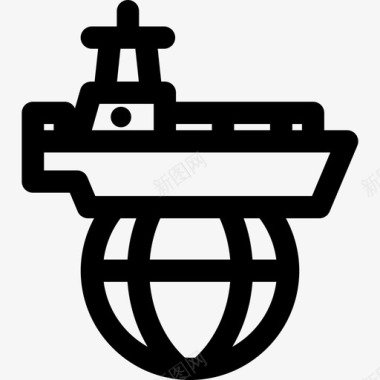 货船全球物流7号直航图标图标