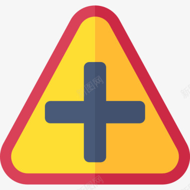 十字路口交通标志平坦图标图标