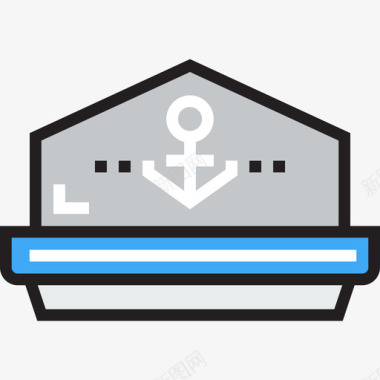 帽子航海和水手线性颜色图标图标