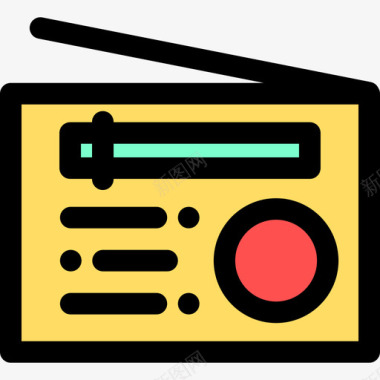 收音机天线音乐图标5线性颜色图标
