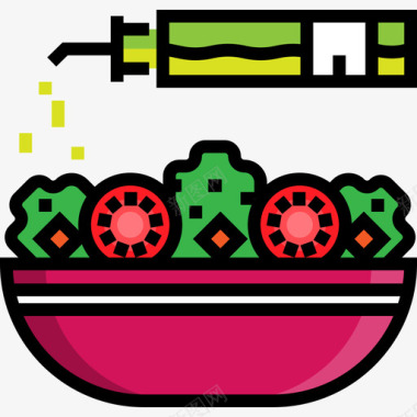 沙拉食品和餐厅3线性颜色图标图标