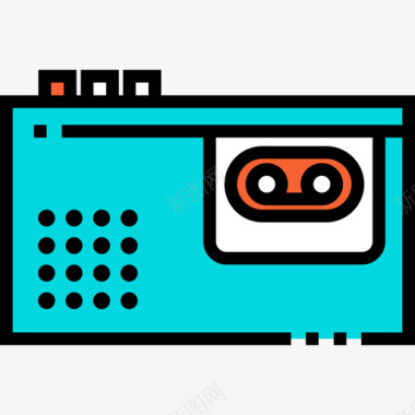 盒式磁带通信和媒体6线性彩色图标图标