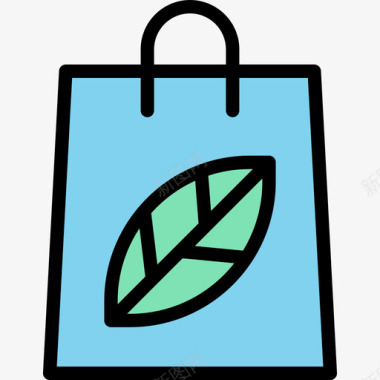购物袋生态7线性颜色图标图标