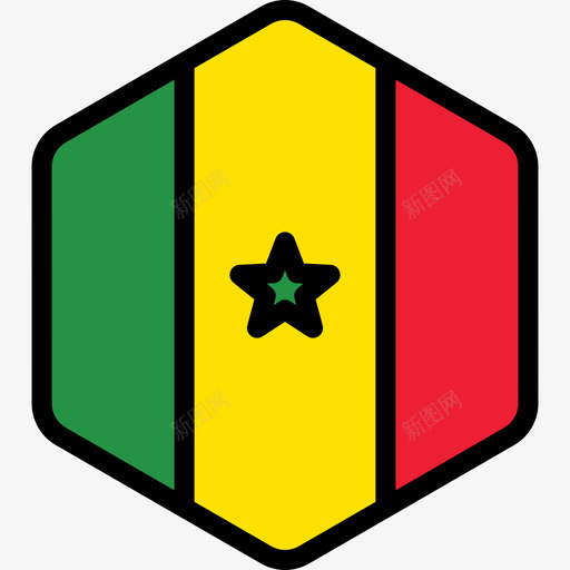 塞内加尔国旗系列5六边形图标svg_新图网 https://ixintu.com 六边形 国旗系列5 塞内加尔