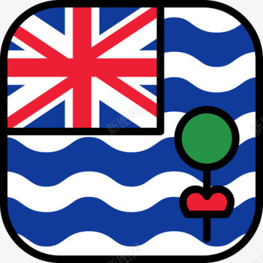 英属印度洋领土旗帜收藏6圆形广场图标图标