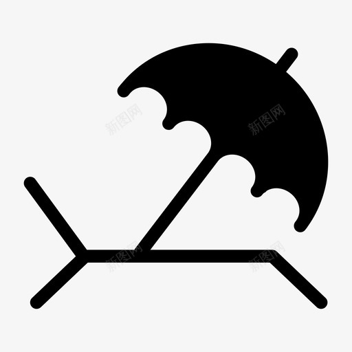 海滩长椅休息室图标svg_新图网 https://ixintu.com 休息室 假日标志 夏日 晒黑 海滩 长椅 雨伞