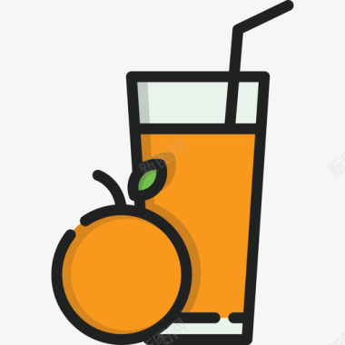橙汁健身5线性颜色图标图标