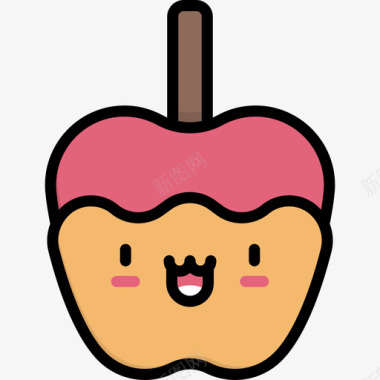 焦糖苹果kawaii糖果线性颜色图标图标