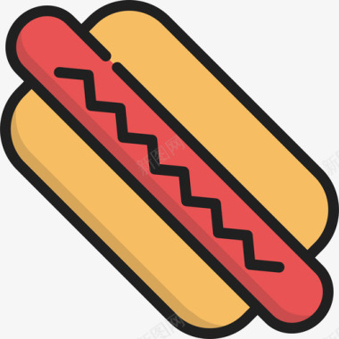 热狗烧烤2线性颜色图标图标
