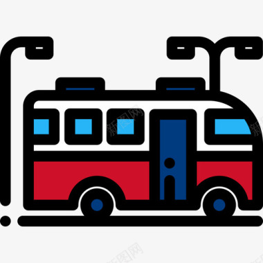 巴士城市元素7线条颜色图标图标